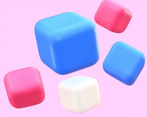 Poster - Various abstract geometric shapes. Poster, cover, branding, banner, cracked cube. 3D rendering.