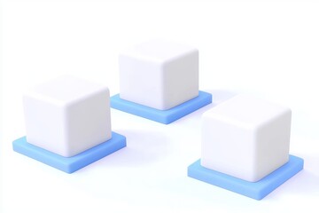 Poster - This illustration illustrates a geometric step white cube podium platform for cosmetic product display. The design is mocked up using an empty space.