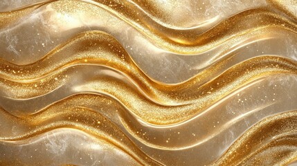 Poster - Luxurious Golden Wave Pattern in 3D