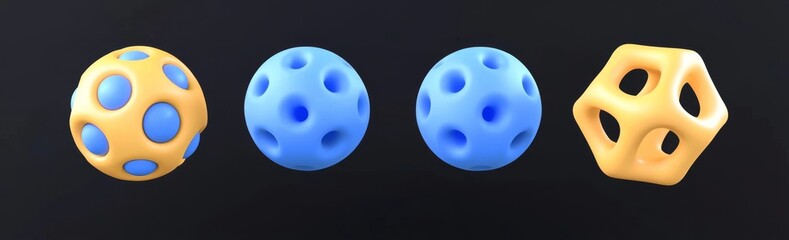 Poster - an illustration of crystals and spheres with small particles. molecular grid. 3d illustration. futur