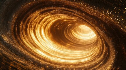 Poster - Golden Swirl of 3D Particles in Motion