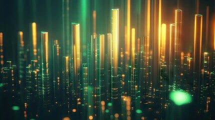 Poster - Glowing 3D Bar Graph in Radiant Colors