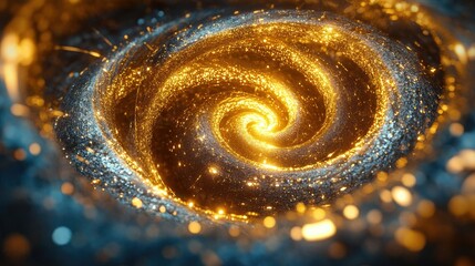 Poster - Glowing Golden Spiral 3D Illustration