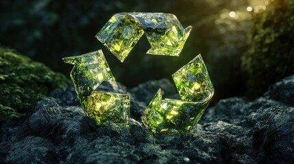 Poster - Radiant 3D Glass Recycling Symbol