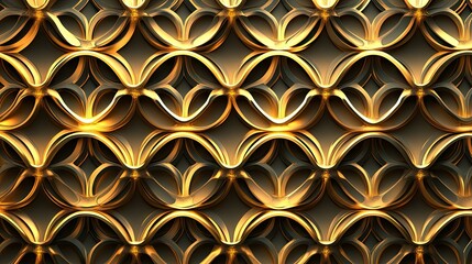Poster - Elegant Golden Lattice Pattern in 3D Design