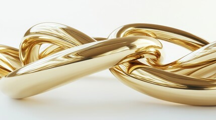Leinwandbilder - Golden 3D Tubes with Bending Shapes