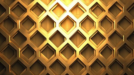 Poster - Golden 3D Lattice Pattern for Background Use
