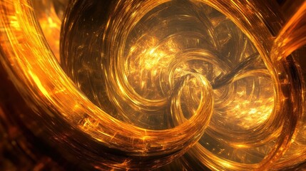 Poster - Golden Shimmering Abstract Background in 3D