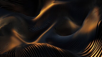Poster - Golden Swirling Waves in 3D Sleek Design