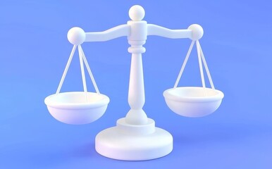 Poster - Abstract white weighing scale with abstract geometric objects 3D render illustration