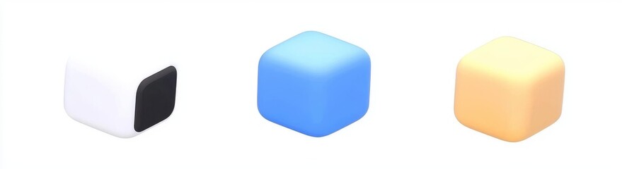 Poster - The set of cube isolated icons is suitable to be used as a web or app icon. It contains three dimensional cube symbols on a white background.