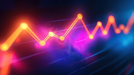 Poster - Glowing Abstract 3D Line Charts Design