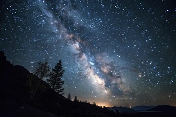 Wall Mural - Dark celestial background with numerous sparkling stars, galaxy, space, emptiness