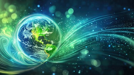 Poster - Abstract 3D Waves in Green and Blue Energy