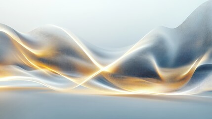 Poster - Abstract 3D Golden Waves Blending in Soft Light