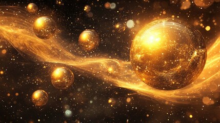 Poster - Golden Abstract Spheres in a Cosmic Background