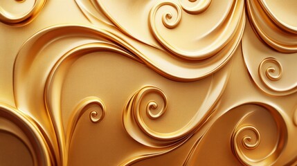 Poster - Abstract Golden swirls on a 3D Surface
