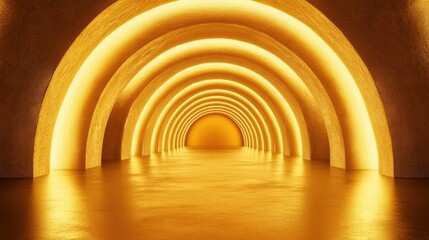 Poster - Golden Archway in Abstract 3D Perspective