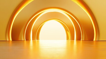 Poster - Abstract Golden Archway in 3D Environment