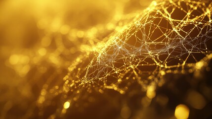 Poster - Abstract Golden Web Structure in 3D Perspective