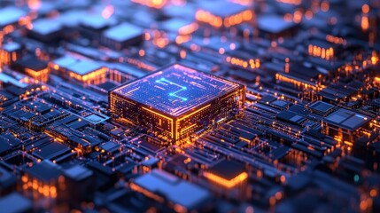 Poster - An AI model learning and evolving through multiple stages, with layers of data flowing in, processing, and producing refined outcomes