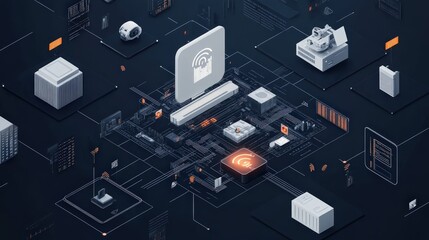 Aufkleber - An AI system processing data, with each step showing transformation from raw inputs to smart, automated decision-making