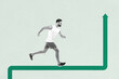 © deagreez - Composite photo collage of serious sportsman run arrow direction success determination progress aim isolated on painted background