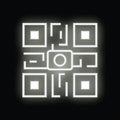 Poster - Neon qr code glowing on a black background representing online payments and mobile banking
