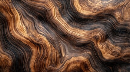 Poster - A piece of wood with a wavy pattern and a brown color