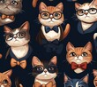 © Maxim Borbut - Cute hipster cats in a seamless pattern