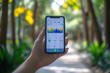 Poster - A person is holding a cell phone that is displaying a graph