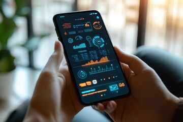 Poster - A person is holding a cell phone with a screen displaying a lot of numbers