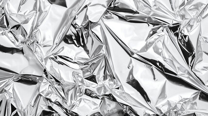 Aufkleber - Crumpled aluminum foil texture with shiny, reflective surface, top view. intricate patterns and metallic sheen create dynamic and abstract background