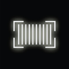 Poster - Neon barcode is glowing on a dark background, representing scanning, commerce and retail