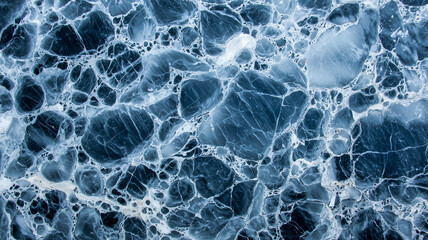 Leinwandbilder - mesmerizing top view of marble texture, showcasing intricate patterns and shades of blue and white, evoking sense of natural elegance and complexity