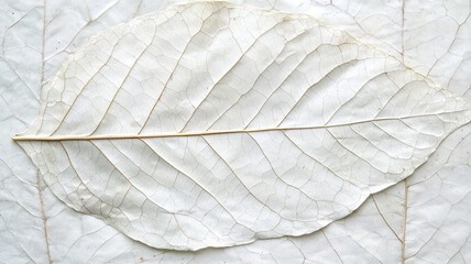 Poster - delicate, pressed leaf with intricate vein patterns is displayed on textured white background, showcasing nature artistry
