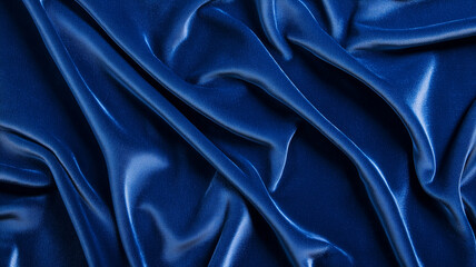 Poster - Luxurious blue velvet fabric with smooth, flowing texture, creating elegant and rich appearance. folds and sheen of material add depth and sophistication to image