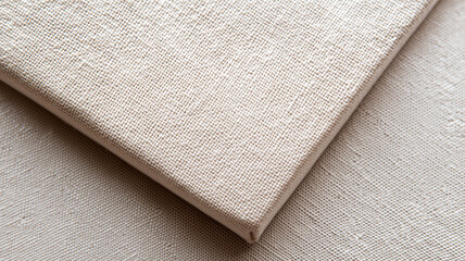 Poster - close up view of textured canvas surface, showcasing its detailed weave and natural color. image highlights intricate fabric pattern, perfect for art and design inspiration