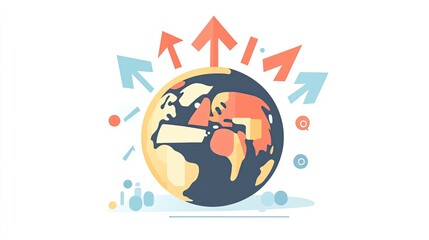 Poster - Global Growth and Upward Trends Illustrated with Arrows Surrounding the Earth