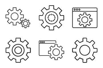 Wall Mural - Settings icon set isolated with flat outline vector