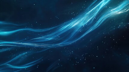 Wall Mural - Abstract Blue Nebula, Cosmic Dust, Glowing Waves, Starry Night, Dark Space, Celestial Flow, Energeti