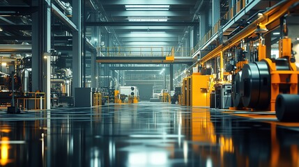 Poster - A modern industrial facility featuring machinery and equipment in a spacious environment.