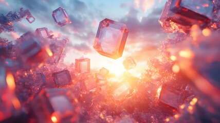 Poster - High saturation acid geometrized crystal background
