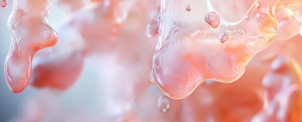 Poster - Abstract Close-Up of Colorful Liquid with Bubbles, Fluid Texture Creating an Artistic and Dreamlike Atmosphere, Perfect for Creative Projects