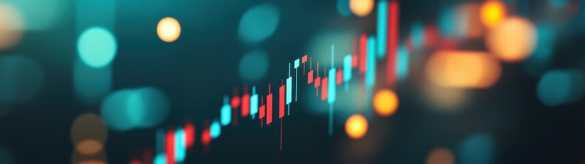 Poster - Abstract Financial Chart with Colorful Candlestick Patterns, Representing Market Trends and Data Analysis in a Modern Digital Environment