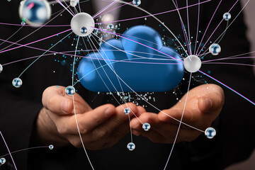 Leinwandbilder - data security - Cloud technology. Integrated digital web concept background
