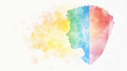 Poster - Abstract Representation of Human Emotion with Soft Colors and a Shielding Silhouette, Illustrating the Intersection of Feeling and Defense in a Dreamlike Style