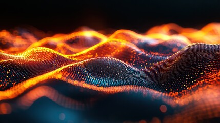 Poster - Abstract digital waves in vibrant colors, representing data or technology concepts.