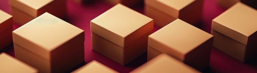 Poster - a close-up of golden cubes arranged on a vibrant background, showcasing their smooth surfaces and ge