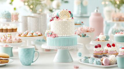 colorful bakery showcase filled with delightful cakes and pastries, featuring beautifully decorated 